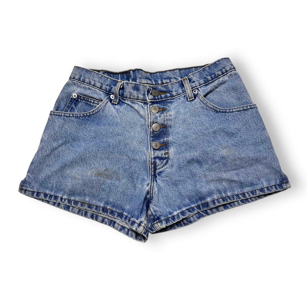 Vintage Jordache 90s High-Rise Button-Fly Light Wash Denim Shorts 29"